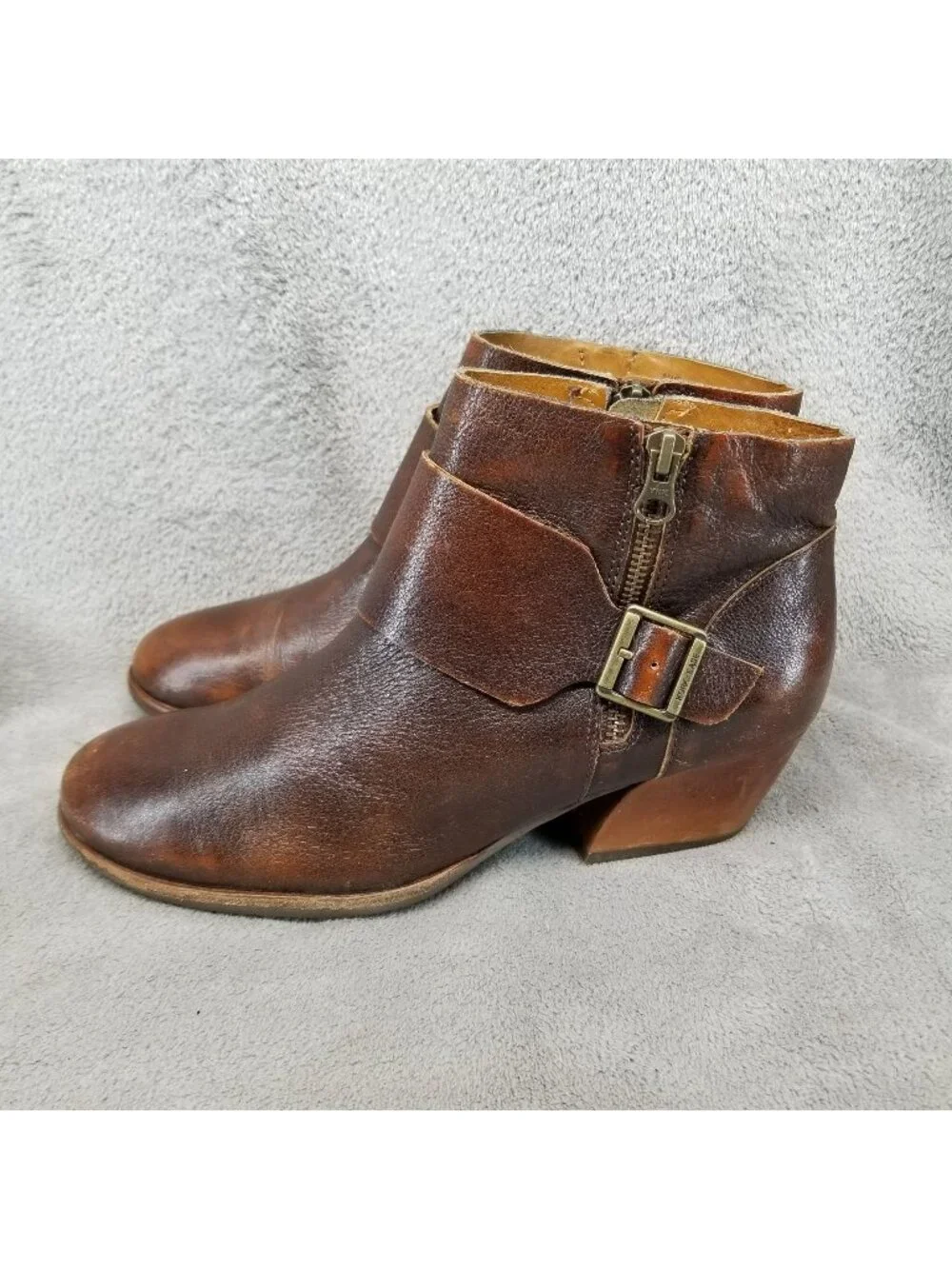 Kork-Ease Shoes Womens Size 8.5 Isa Brown Leather Side Zip Ankle Boots *Read*
